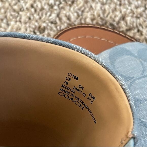 New Coach Blue Signature Monogram C Canvas Sandals Shoes - Picture 5 of 7